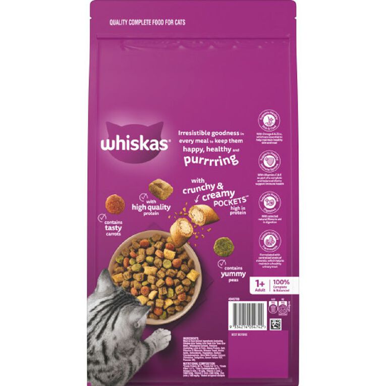 Whiskas Adult Dry Cat Food Beef & Lamb Bag 1.8kg, , hi-res