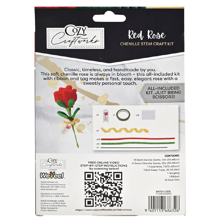 Uniti Adults Chenille Stem Single Rose, , hi-res