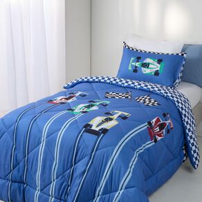 Living & Co Kids Microfibre Comforter Set Race Cars King Single