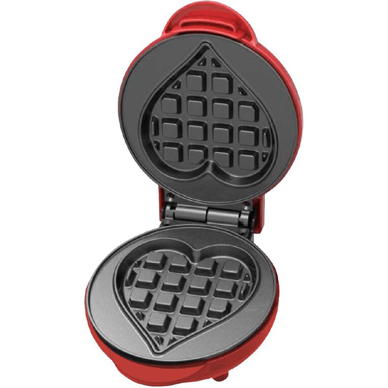 Nostalgia Heart Mini Waffle Maker Red, , hi-res