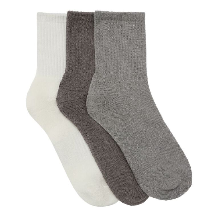 Active Intent Women's Cushioned Half Crew Socks 3 Pack, Natural, hi-res