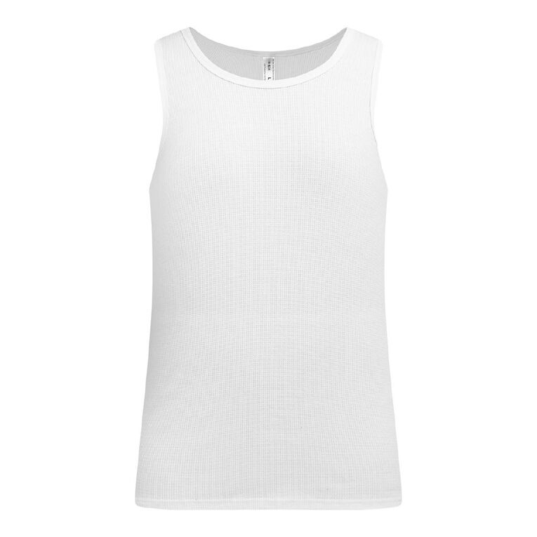H&H Men's Waffle Singlet 2 Pack, Black/White, hi-res