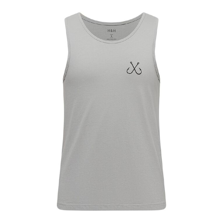 H&H Men's Graphic Print Singlet, Grey Light, hi-res