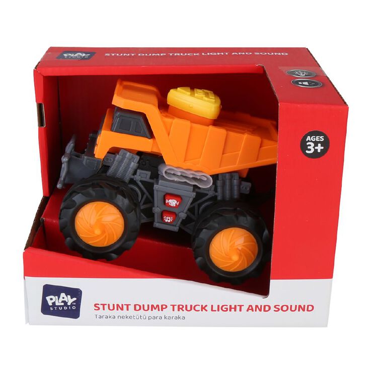 Play Studio Stunt Dump Truck Light and Sound Orange, , hi-res
