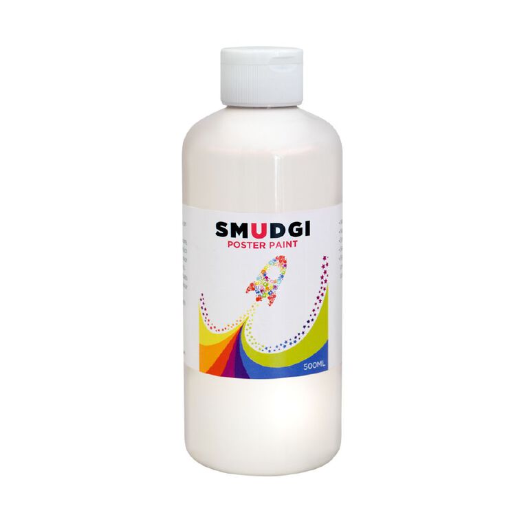 Jasart Smudgi Poster Paint White 500ml, , hi-res