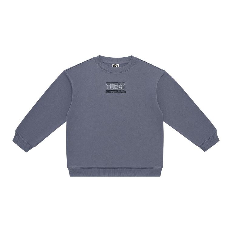 Young Original Print Crew Sweatshirt, Grey Mid, hi-res