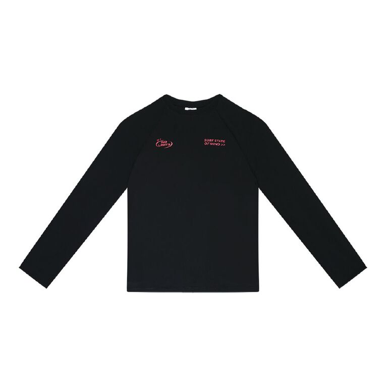 Young Original Long Sleeve Rash Vest, Black, hi-res