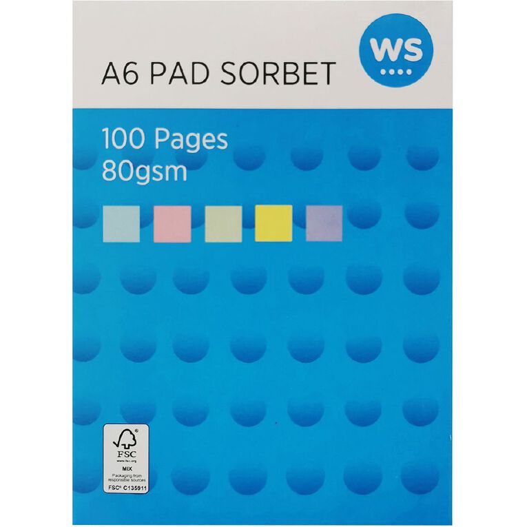 WS Paper Pad Sorbet A6 80gsm, , hi-res