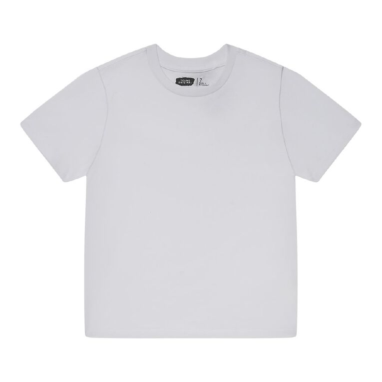 Young Original Short Sleeve Plain Tee, White, hi-res