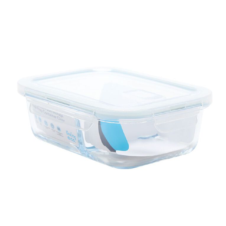 Living & Co 2 Compartment Glass Meal Prep Container Clear 980ml, , hi-res