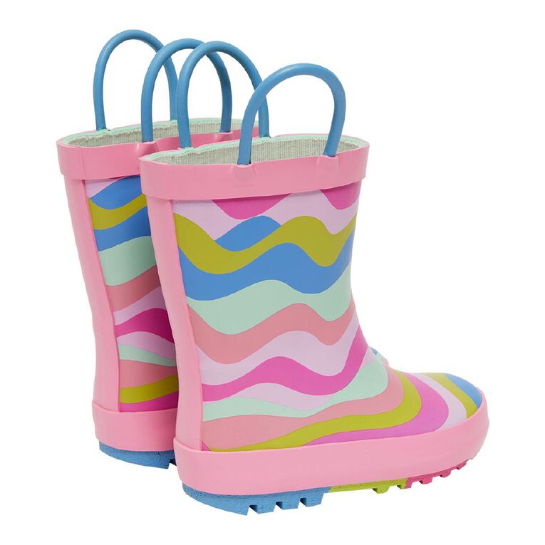 Young Original Junior Kids' Rubber Rainbow Gumboots, Pink, hi-res