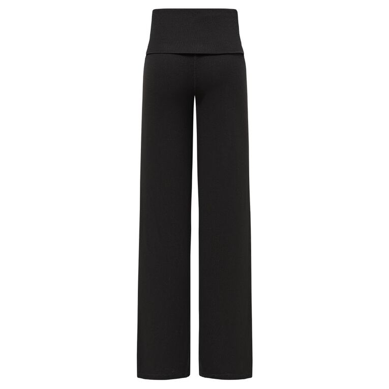 H&H Women's Rib Fold Over Lounge Pants, Black, hi-res