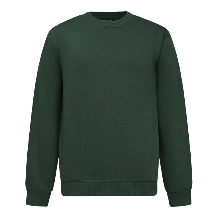 H&H Men's Plain Crew Sweatshirt, Green Dark, hi-res