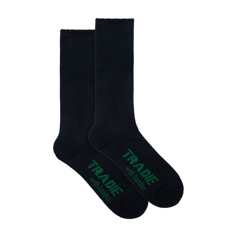 Tradie Men's Work Bamboo Socks 2 Pack Black The Warehouse