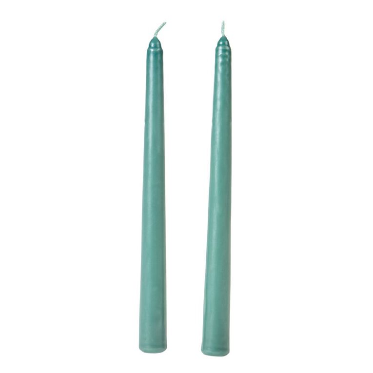Living & Co Taper Candles 2 Pack Green Dark 25cm, , hi-res
