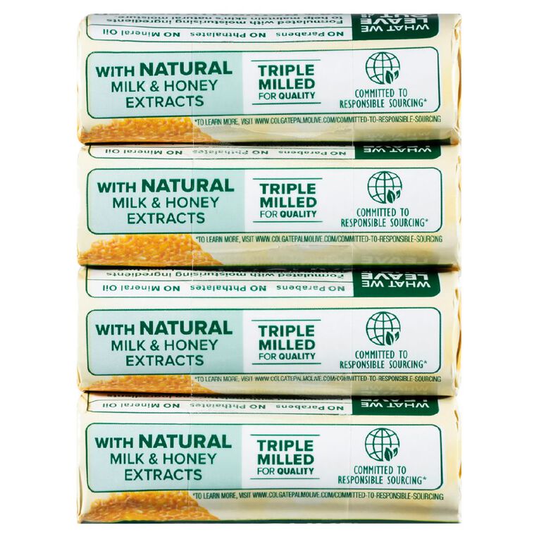 Palmolive Naturals Milk & Honey Replenishing Bar Soap 90gm 4 Pack, , hi-res