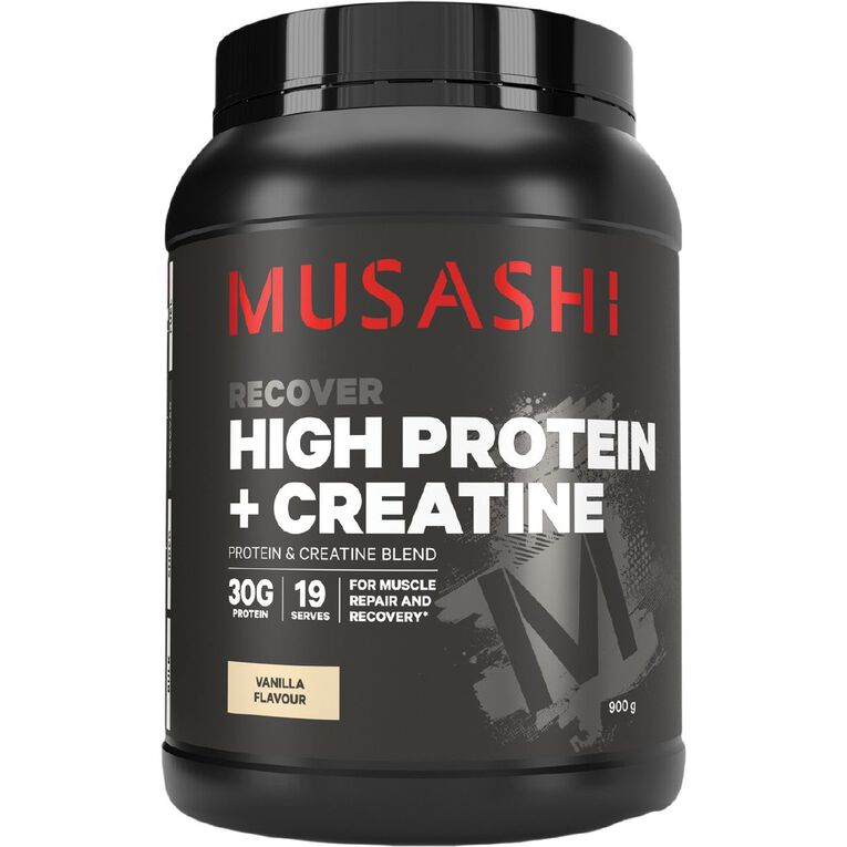 Musashi High Protein + Creatine Vanilla 900g, , hi-res