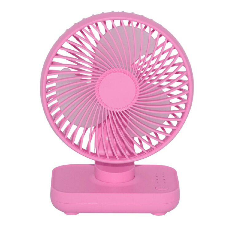 Living & Co Rechargeable Desk Fan Pink, , hi-res