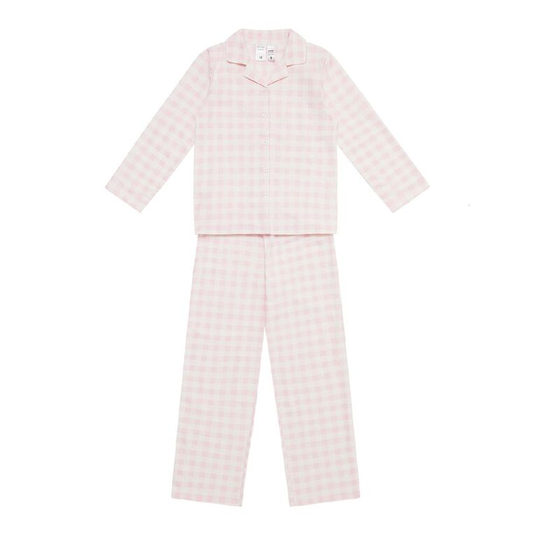 H&H Girls' Flannelette Button Up Pyjama Set, Pink Light, hi-res