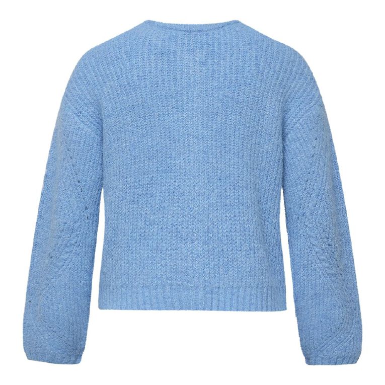 H&H Women's Fluffy Pointelle Knit Cardigan, Blue Light, hi-res