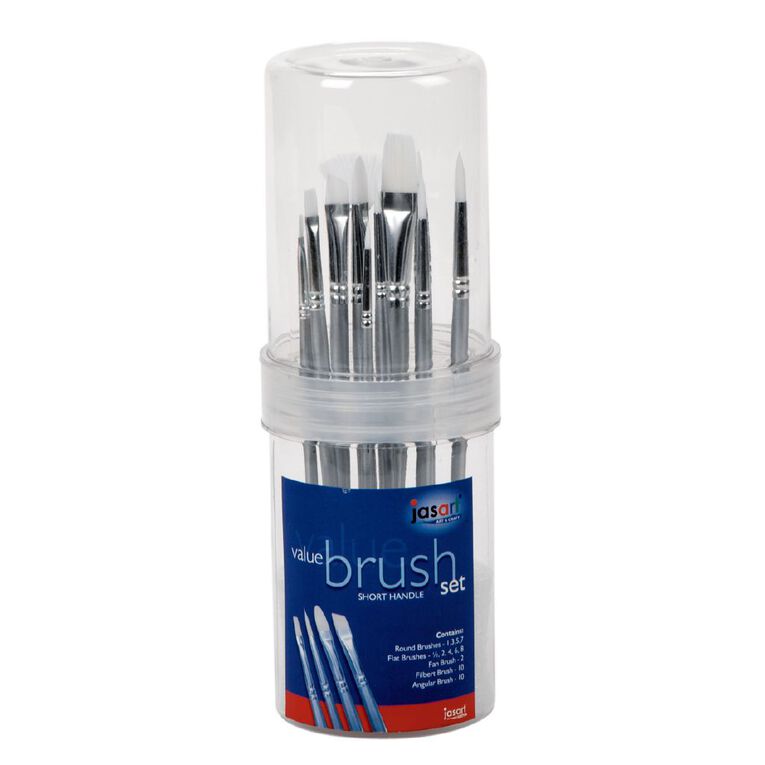 Jasart Short Handled White Synthetic Tube White, , hi-res