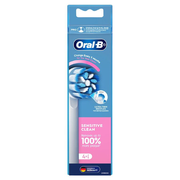 Oral-B Sensitive Clean Replacement Brush Heads 4 Pack, , hi-res