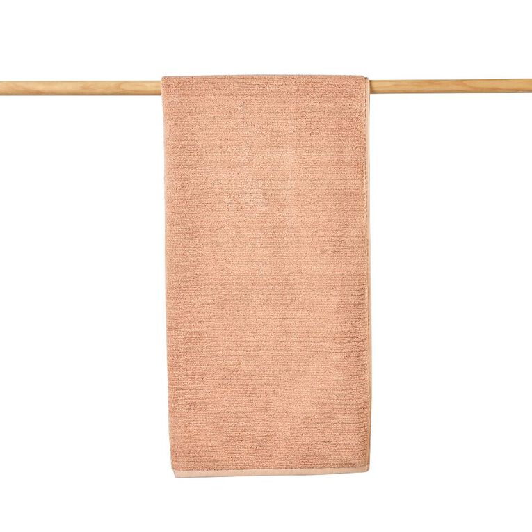 Living & Co Plush Ribbed Bath Towel Rust 68cm x 137cm, Rust, hi-res