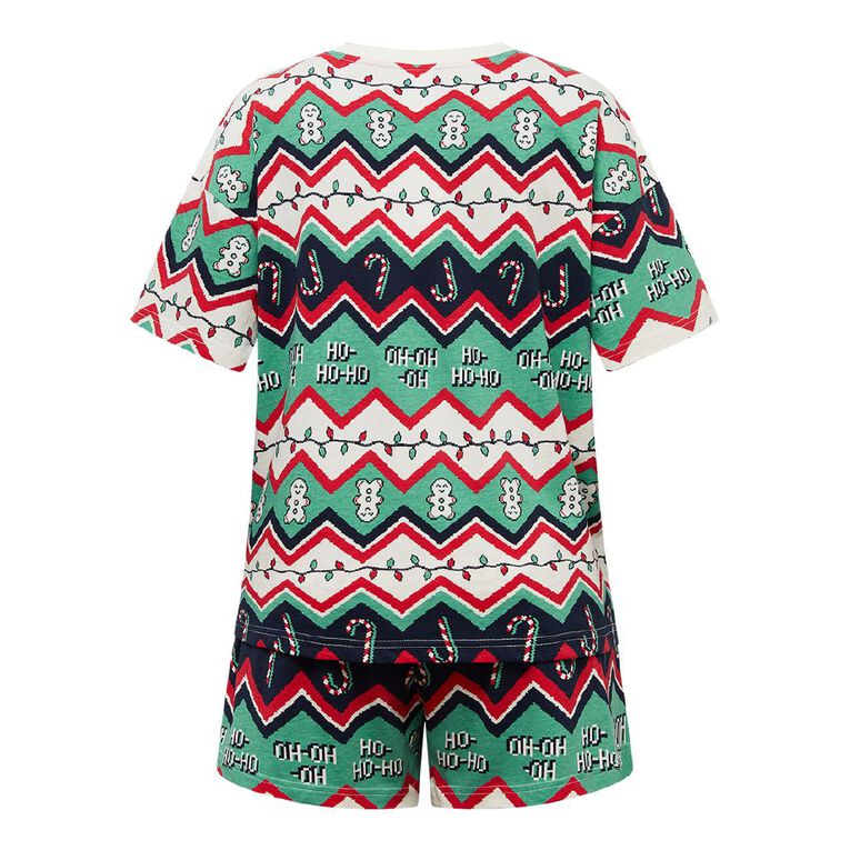 H&H Women's Christmas Tee and Short Pyjama Set, Green Mid, hi-res