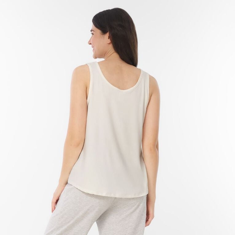 H&H Women's Comfy Pyjama Singlet, Cream, hi-res
