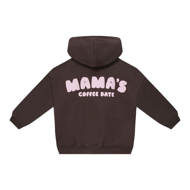Young Original Toddler Girls' Cosy Fleece Hooddie, Brown Mid, hi-res