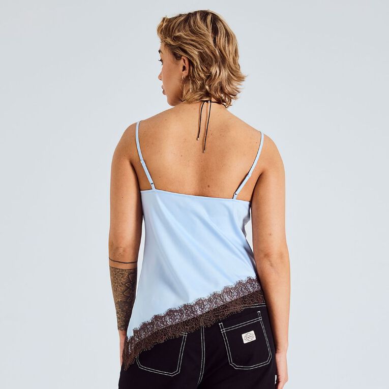 BRDRLESS Amelia Lace Trim Cami, Blue Light, hi-res