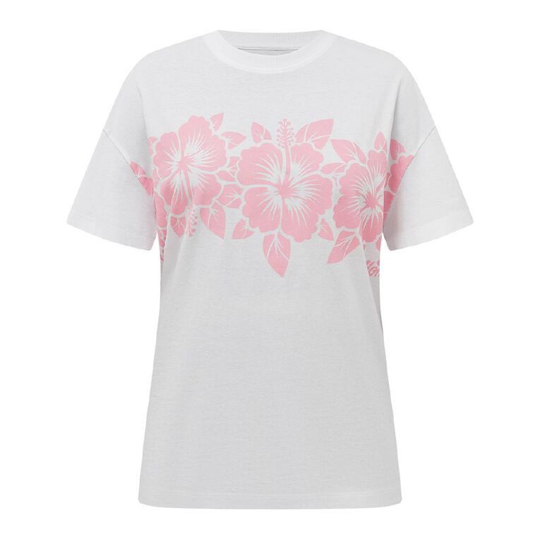 H&H Women's Short Sleeve Boyfriend Graphic Tee, White, hi-res
