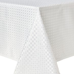 Living & Co Table Cloth Jacquard Polka Dot White