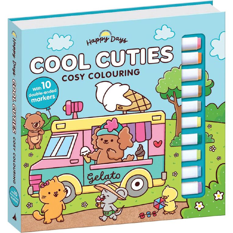 Happy Days: Deluxe Cosy Colouring Folder - Cool Cuties, , hi-res