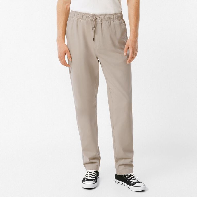 H&H Men's Elastic Waist Tapered Pants, Brown Light, hi-res