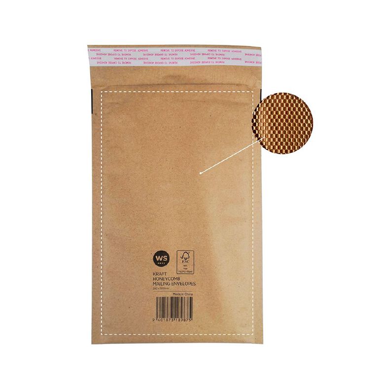 WS Kraft Honeycomb Mailing Envelopes 8in x 12in 70gsm, , hi-res