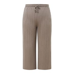 H&H Women's Plus Size Wide Leg Rib Pants