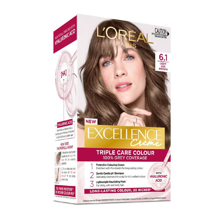 L'Oreal Paris Excellence Creme Hair Colour Light Ash Brown 6.1, , hi-res