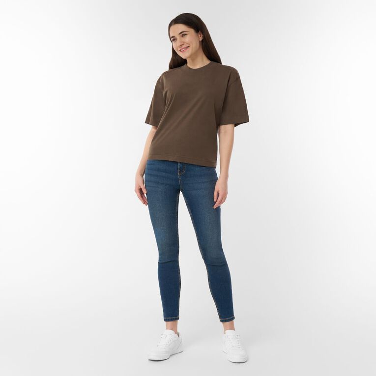 H&H Women's Short Sleeve Smart Tee, Brown Mid, hi-res