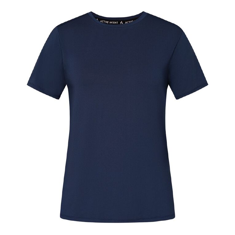 Active Intent Women's Active Mesh Panel Tee, Blue Dark, hi-res