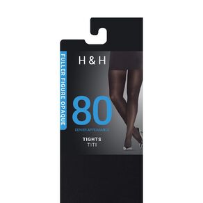 H&H Women's Full Figure Opaque Tights 80 Denier 1 Pair
