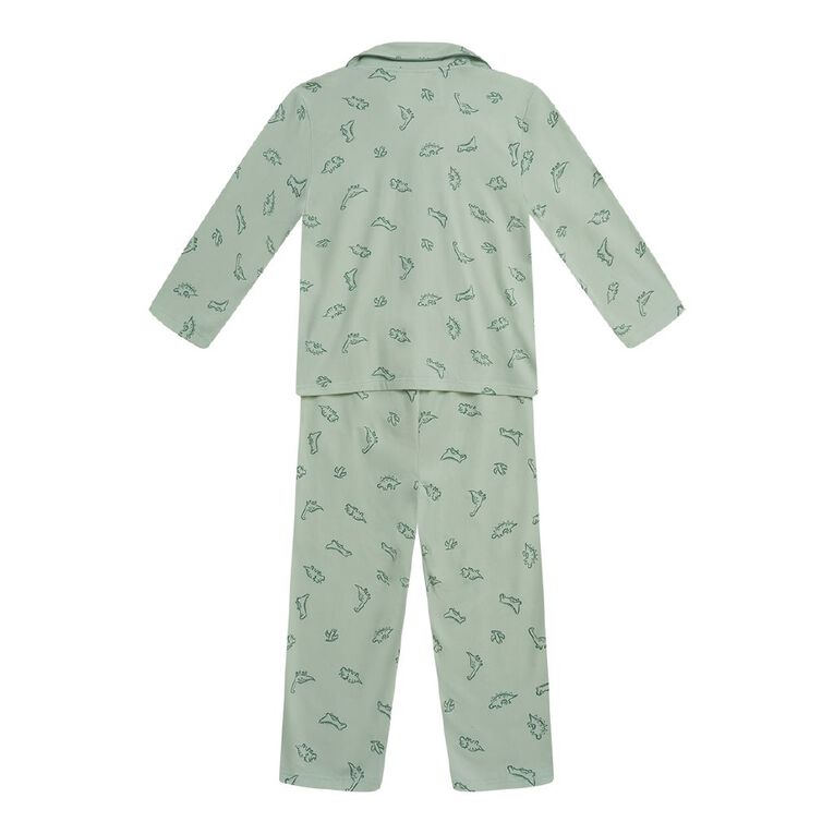 H&H Boys' Comfy Button Up Pyjama Set, Green Light, hi-res