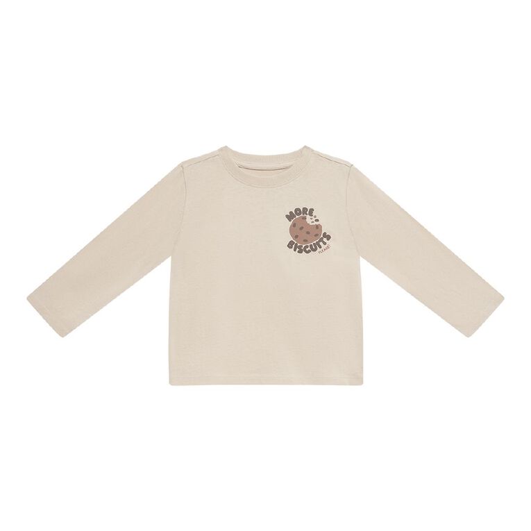 Young Original Toddler Long Sleeve Printed Tee, Brown Light BISCUITS, hi-res