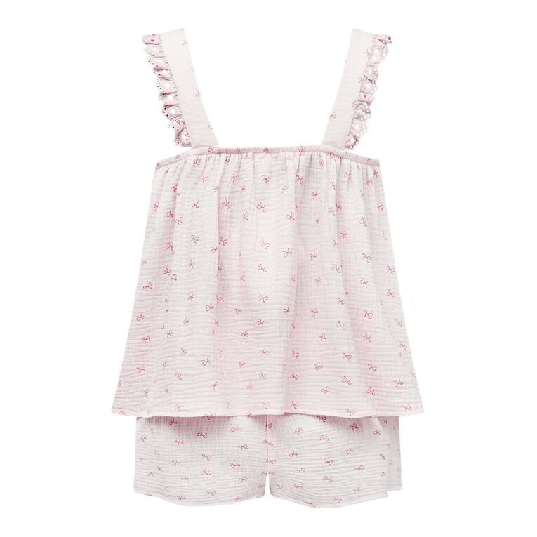 H&H Women's Muslin Baby Doll Pyjama Set, Pink Light, hi-res