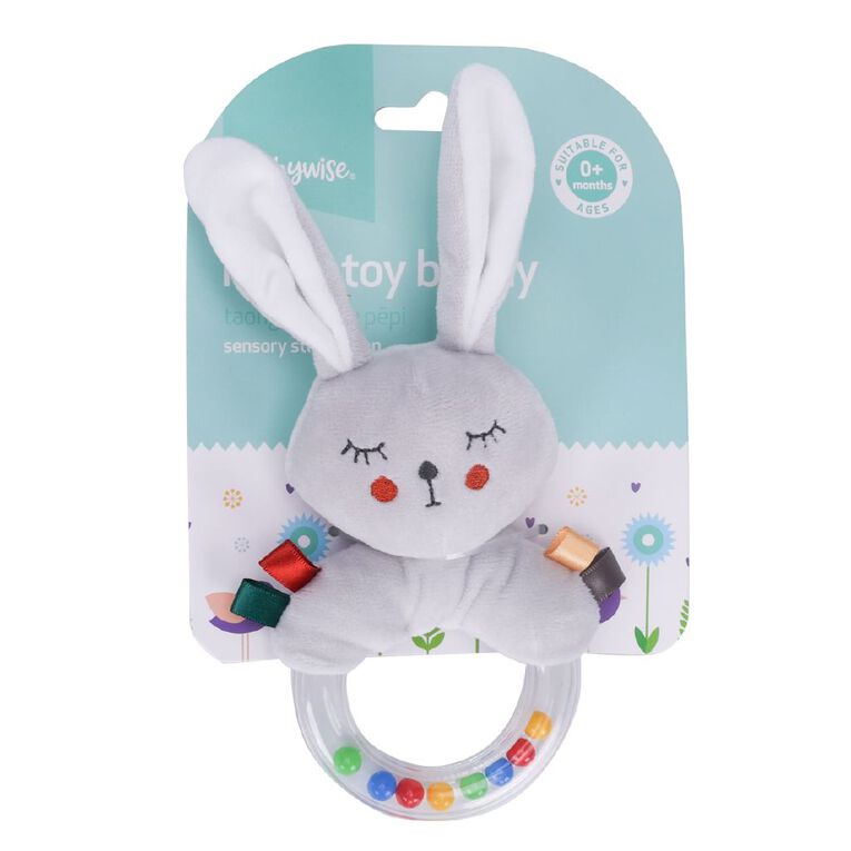 Babywise Baby Bunny Rattle Tied on Card, , hi-res