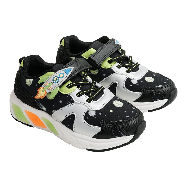 Active Intent Senior Kids' Space Light Up Sneakers, Black, hi-res