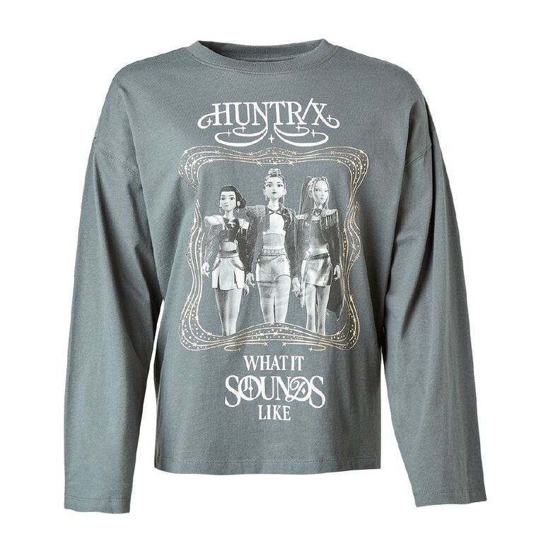 KPop Demon Hunters Women's Long Sleeve Top, Grey Dark DarkShadow, hi-res