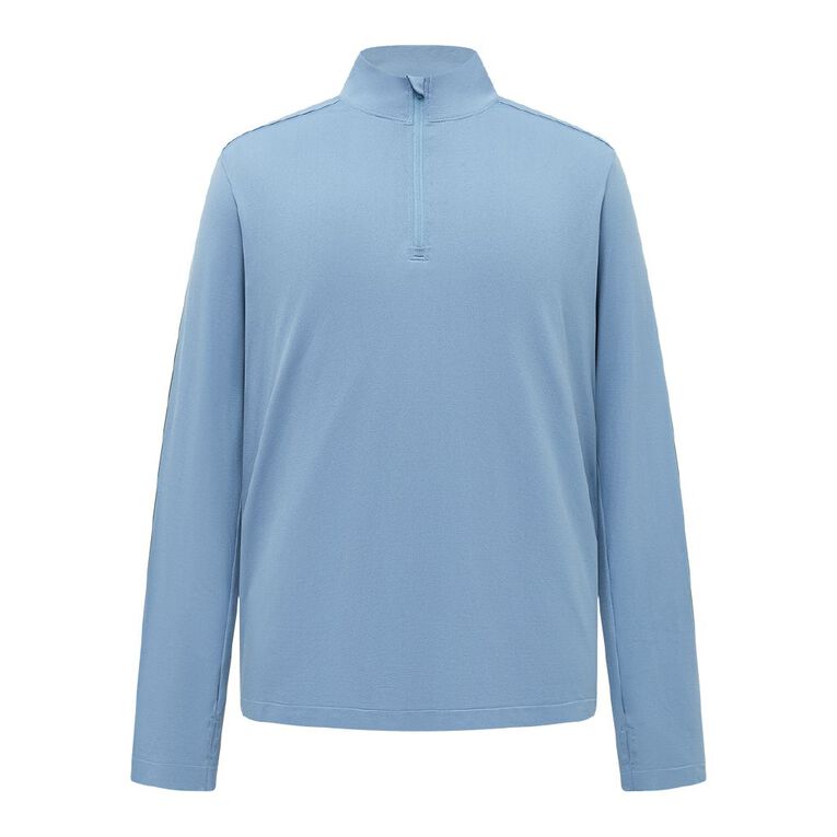 Active Intent Men's Quarter Zip Seamless Top, Blue Mid, hi-res