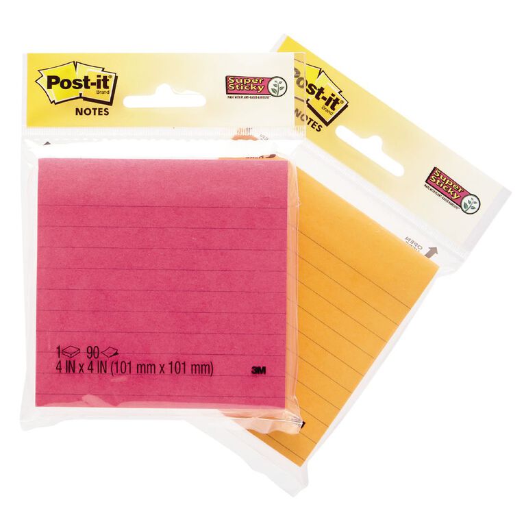 Post-It Super Sticky Lined Notes Assorted, , hi-res