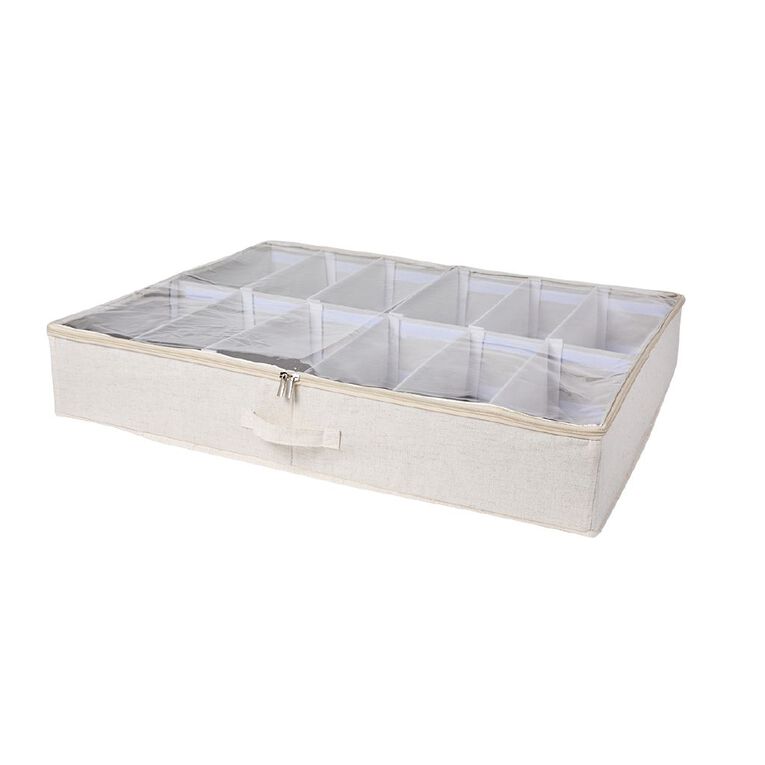 Living & Co Linen Look Open Shoe Box Cream, , hi-res